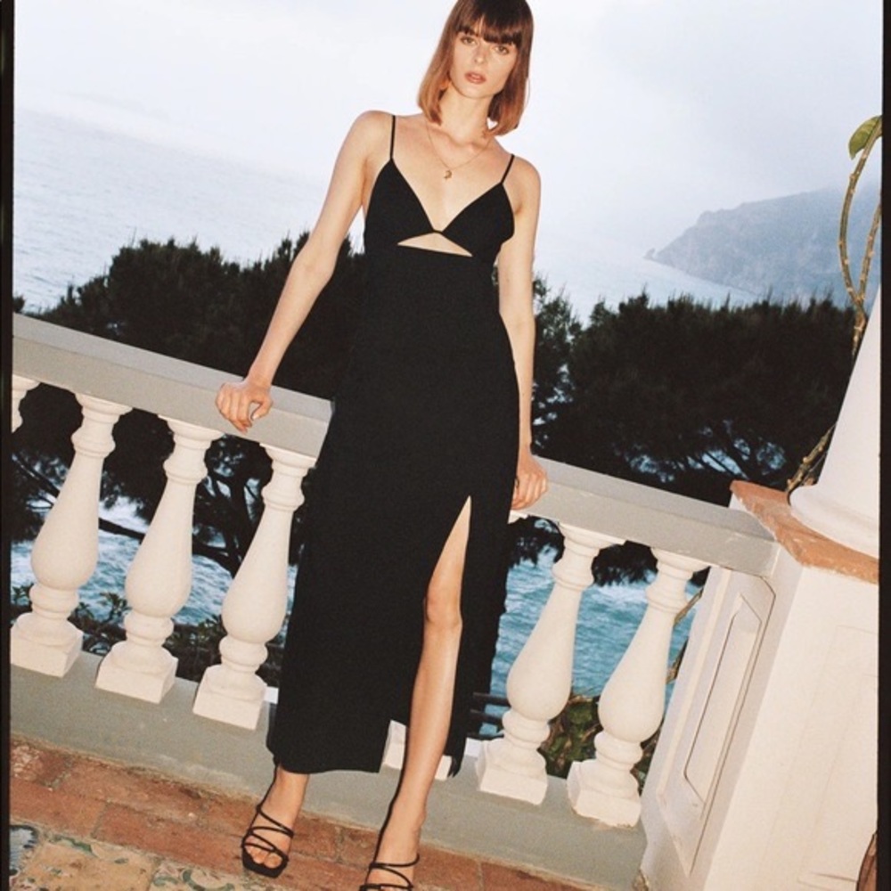 Zara linen cut out midi dress